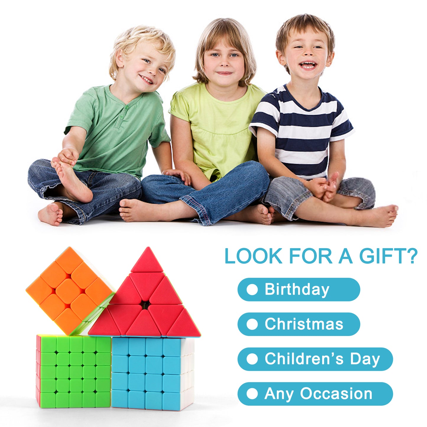 Joyfia Pyramid Speed Cube, Classic Triangle Magic Cube Brain Teaser Puzzle Toys, Kids Ages 3+ Educational Gifts, Stress Relief Game Collection Activity Cube for Teens & Adults