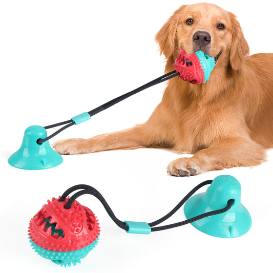 Joyfia Dog Chew Toys for Aggressive Chewers, Interactive Dog Toys Tug of War, Suction Cup Rope Toys for Small Medium Dogs, Puppy Training Squeaky Toys Ball with Teeth Cleaning & Food Dispensing