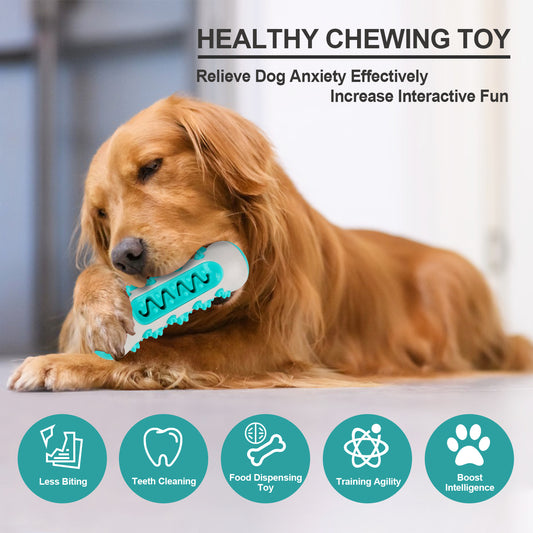 Joyfia Dog Chew Toys, Dog Toys for Aggressive Chewers Large Medium Breed, Interactive Dog Bone Chew Toy Toothbrush with Teeth Cleaning & Food Dispensing