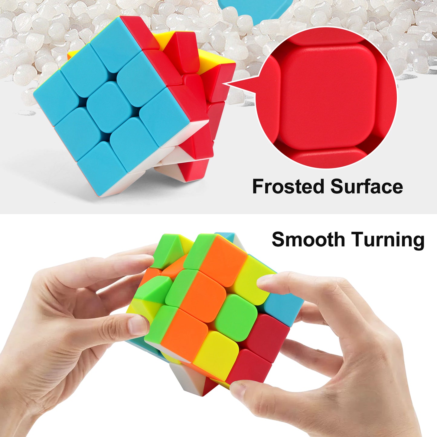 Joyfia Speed Cube 3x3x3, Classic Magic Cube Brain Teaser Puzzle Toys, Kids Ages 3+ Educational Gifts, Stress Relief Game Collection Activity Cube for Teens & Adults