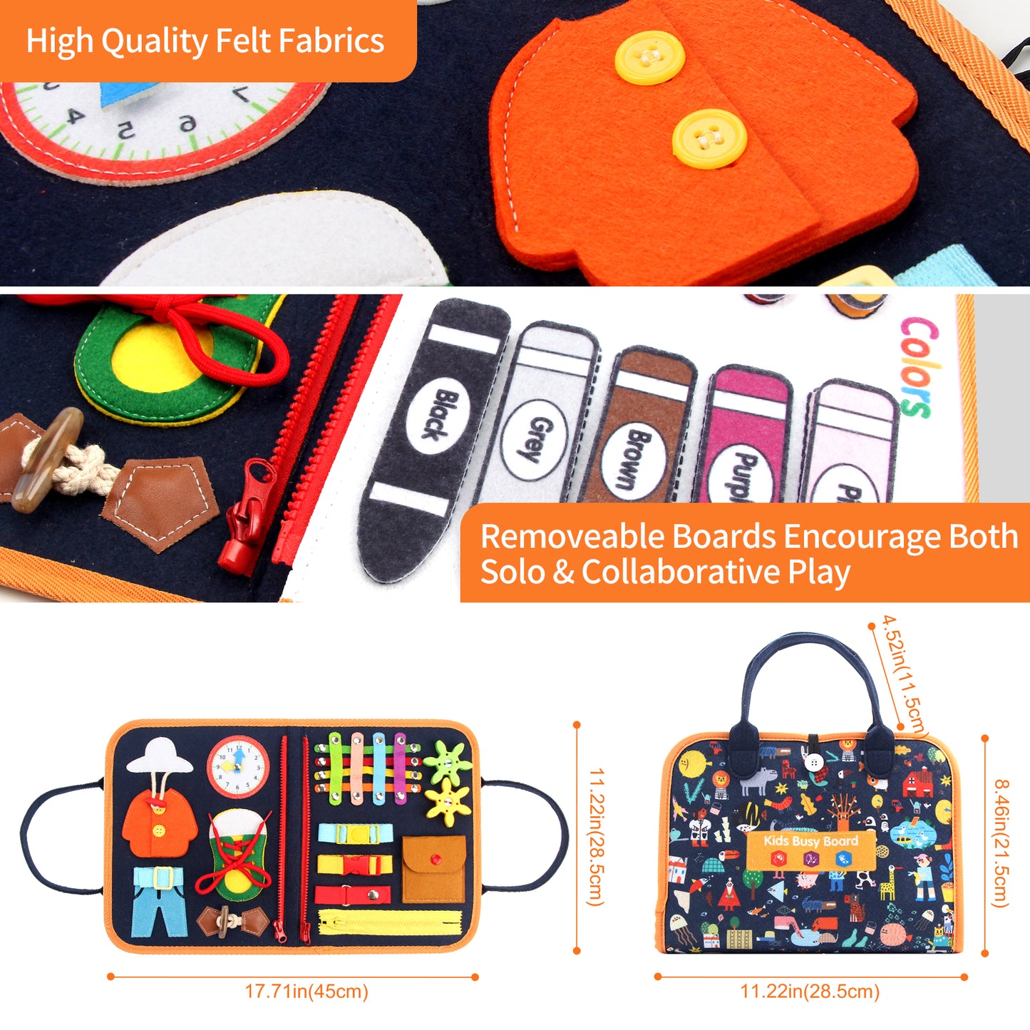 Joyfia Busy Board Montessori Toys for Toddlers 1-3, 20-IN-1 Activity Sensory Toys Develop Fine Motor Skills, 8 Pages Preschool Learning Toys, Educational Travel Toys for 3 Year Old Boys & Girls Gifts