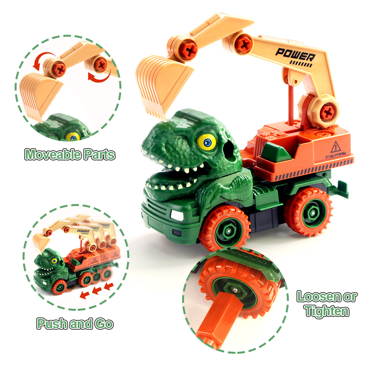Joyfia Dinosaur Toys for Kids, Take Apart Dinosaur Truck Toys, Toddlers Transport Trucks with Dinosaur Figures, Monster Truck Building Toys Gift for 3 4 5 6 7 8 Years Old Boys Girls