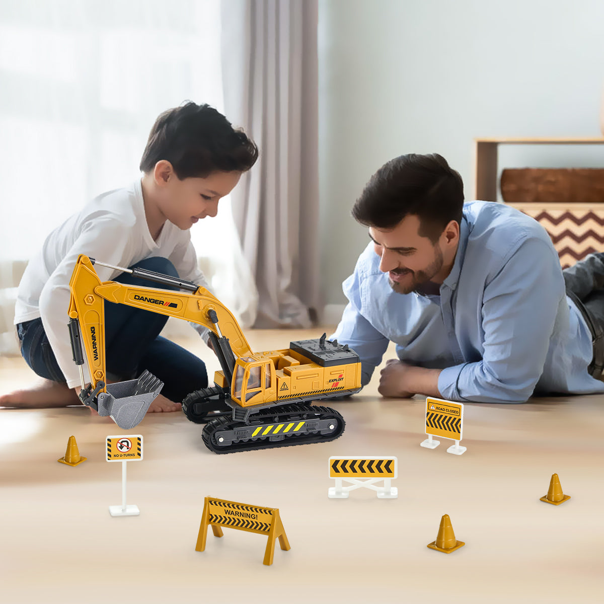 Joyfia 1: 55 Scale Construction Excavator Truck Toy, Kids Construction Vehicle Outdoor Sandbox Toys, Boys Engineering Vehicle Playset, Birthday Gift for Toddlers 3-8 Years Old