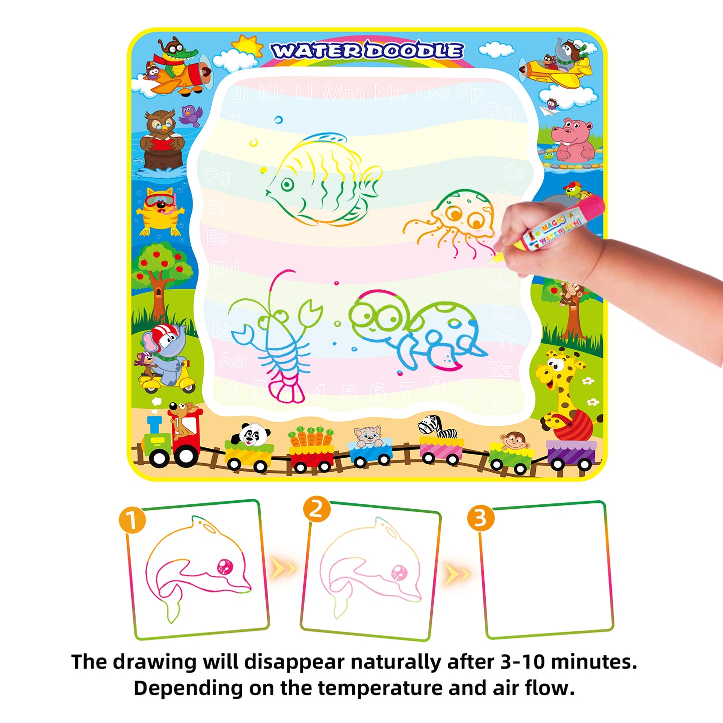 Joyfia Water Doodle Pens for Kids, Toddlers Art Learning Painting Tools Contains Template Sets, Stamps, Brushes, Use for Mess Free Coloring Mat Drawing Boards, Educational Toys Gift for Boys Girls