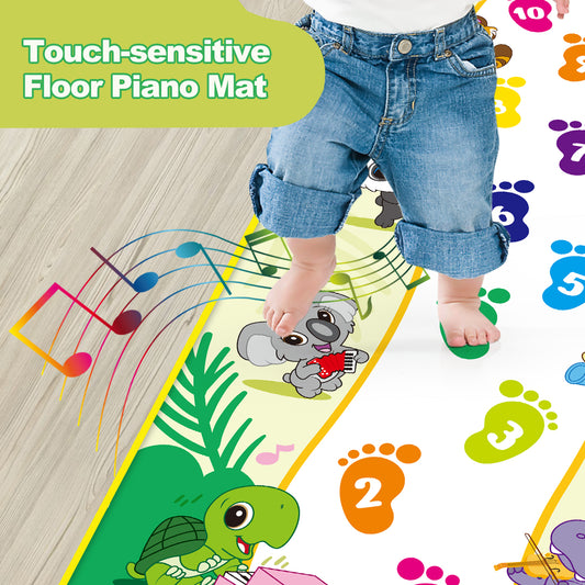 Joyfia 4ft. Floor Piano Mat for Kids and Toddlers, Giant Musical Dance Toys, 10 Keys, 10 Built-in Songs, Record & Playback, 8 Instrument Sounds, Volume Control, Birthday Gifts for Girls Boys Ages 3+
