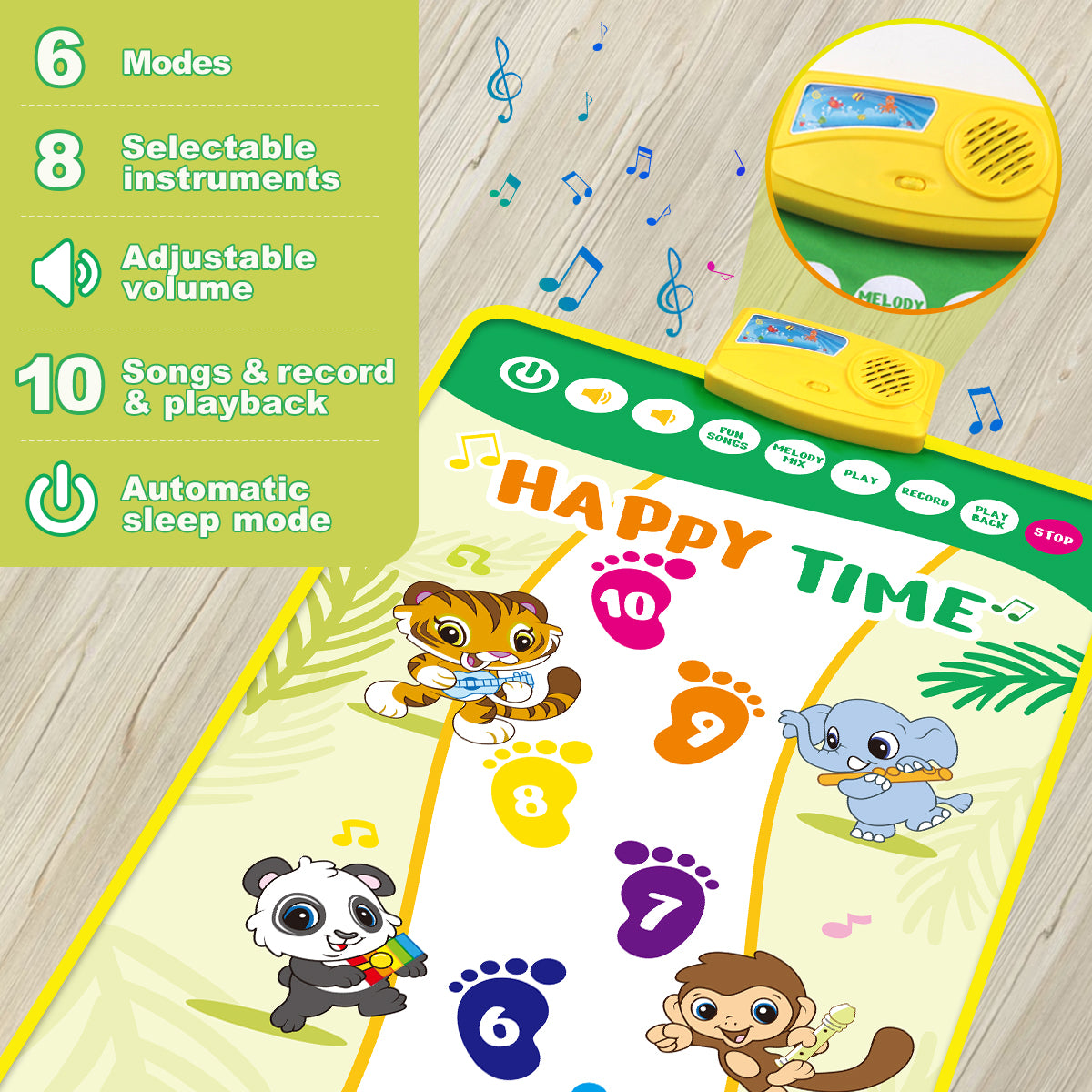 Joyfia 4ft. Floor Piano Mat for Kids and Toddlers, Giant Musical Dance Toys, 10 Keys, 10 Built-in Songs, Record & Playback, 8 Instrument Sounds, Volume Control, Birthday Gifts for Girls Boys Ages 3+