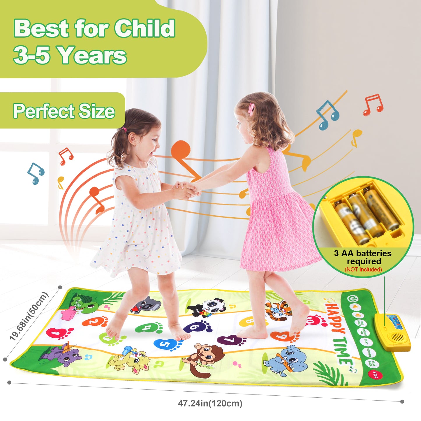 Joyfia 4ft. Floor Piano Mat for Kids and Toddlers, Giant Musical Dance Toys, 10 Keys, 10 Built-in Songs, Record & Playback, 8 Instrument Sounds, Volume Control, Birthday Gifts for Girls Boys Ages 3+